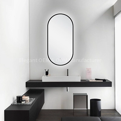 LAM-400 Black framed Bathroom Lighting Mirror