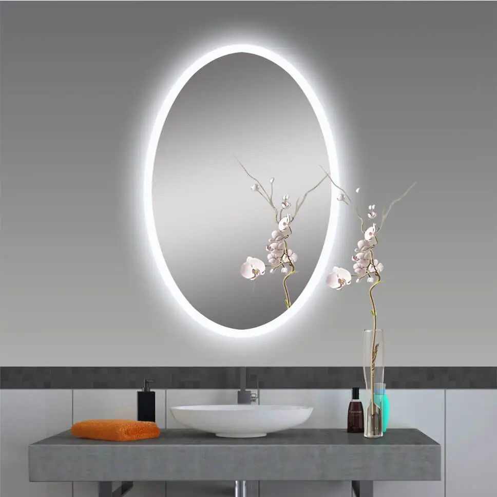 oval backlit bathroom mirror