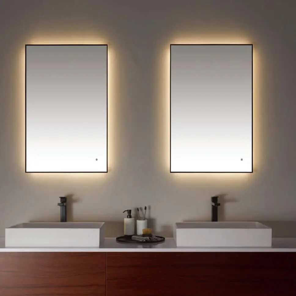 black bathroom led mirror