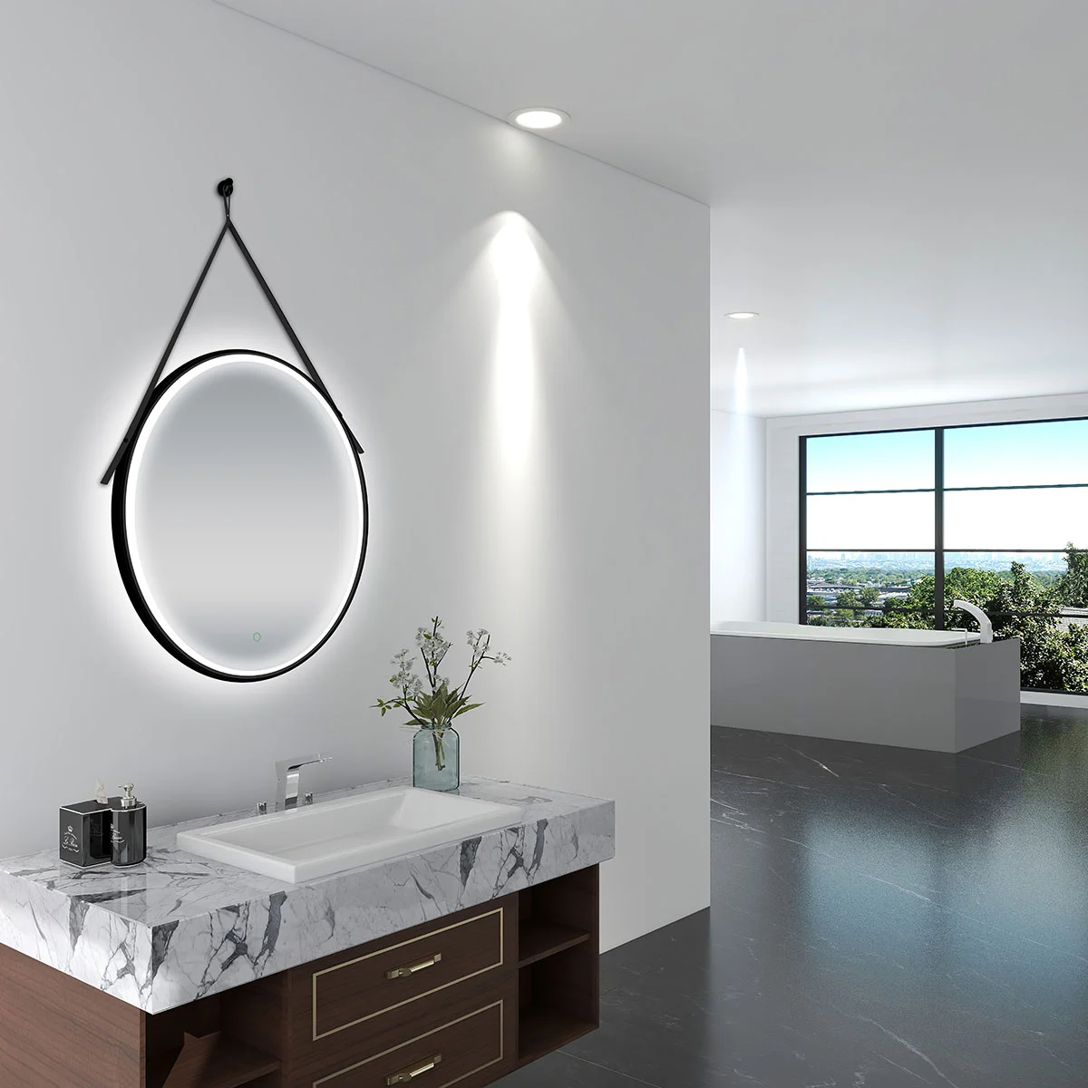 lam 698 bathroom mirror with built in lights