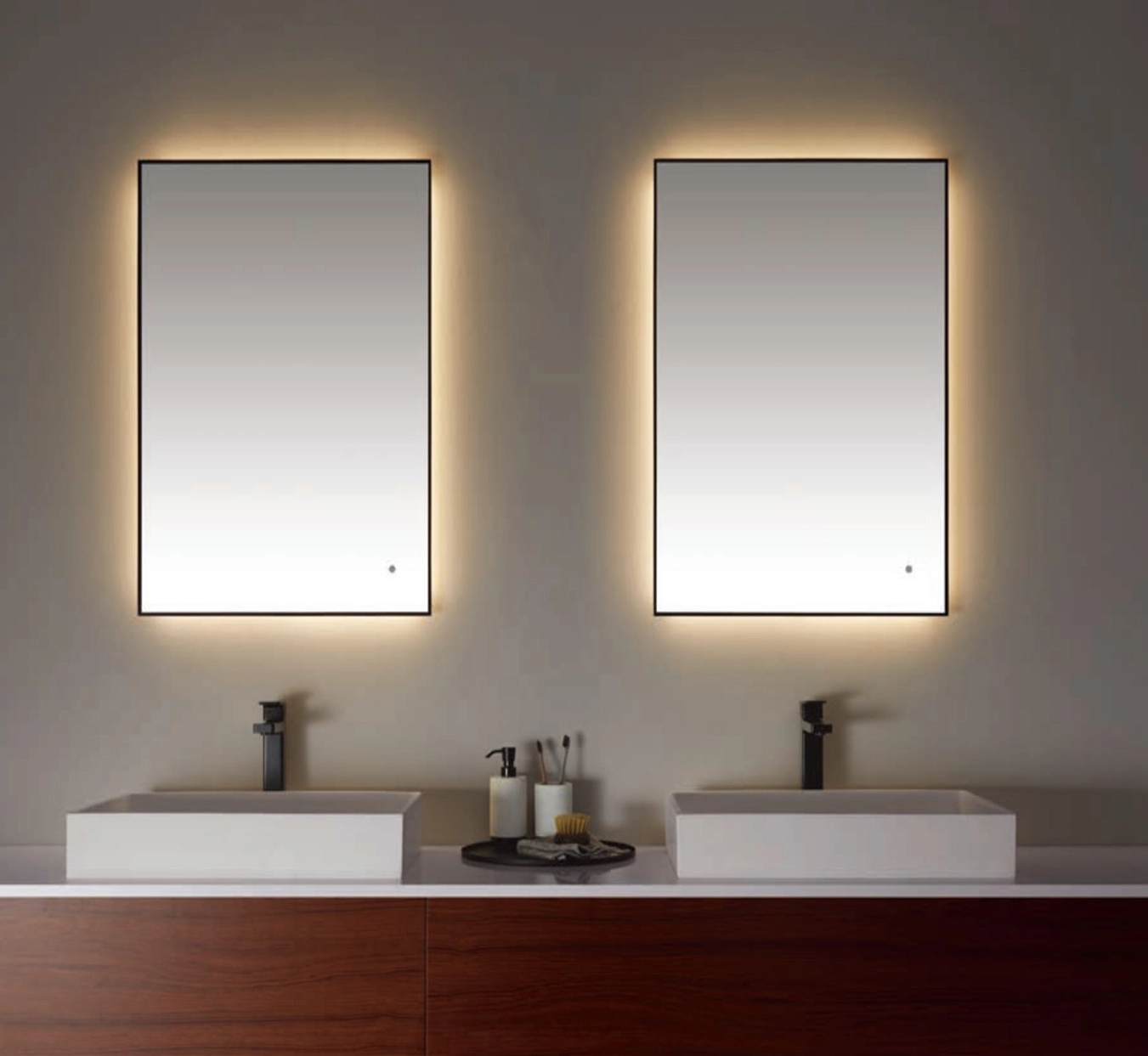 Black Illuminated Bathroom Mirror