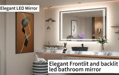 Elegant Frontlit And Backlit LED Bathroom Mirror