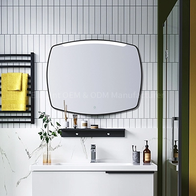 LAM020 LED Light Bathroom Mirror with Black Aluminum Frame