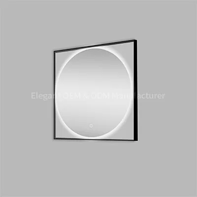 LAM-955 Black Framed Light Bathroom Mirror