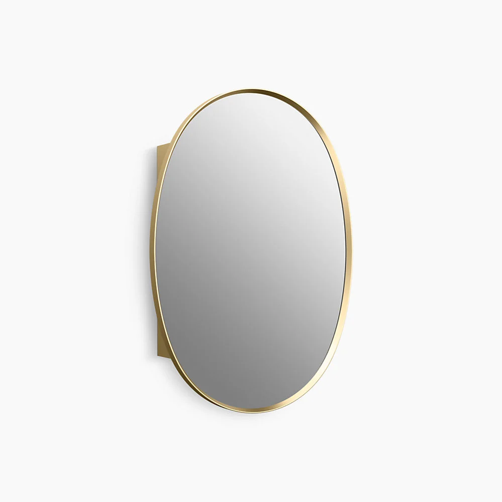 gold oval mirror cabinet without light