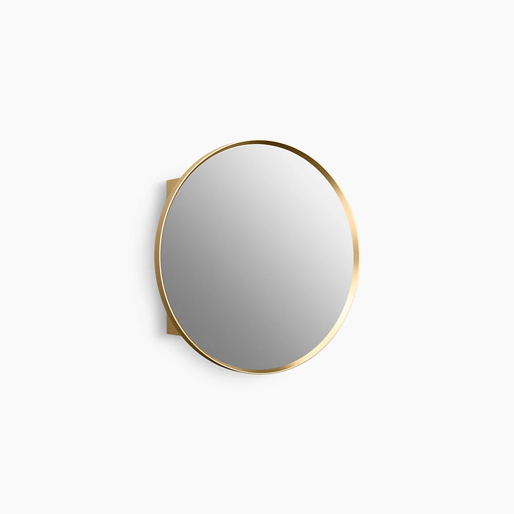 gold round mirror cabinet without light