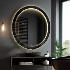 black bathroom led mirror