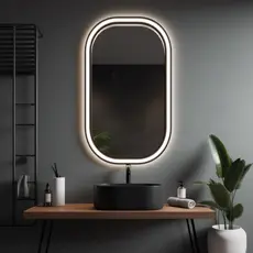 black bathroom mirror light