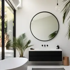 black illuminated bathroom mirror