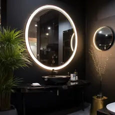 led bathroom mirror black