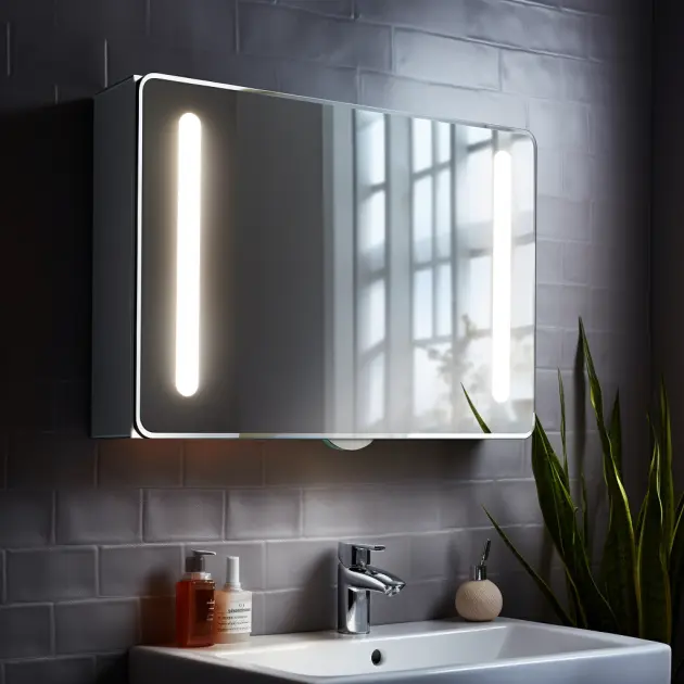 bathroom cabinet with led lights and demister