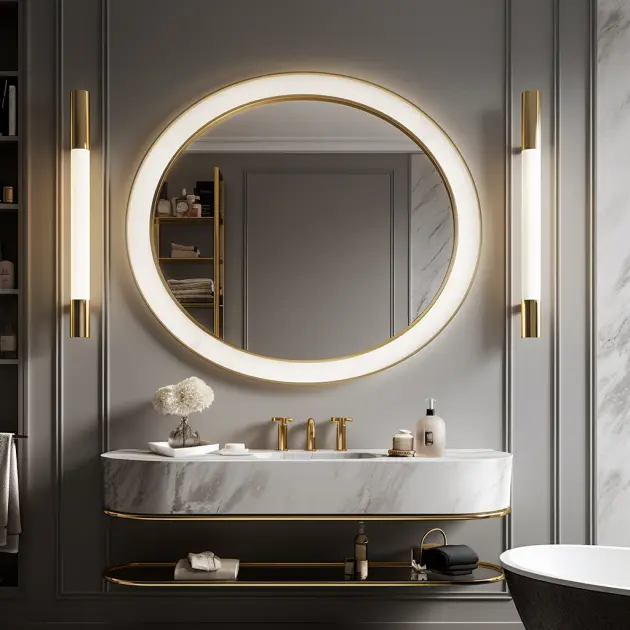 brass bathroom mirror light