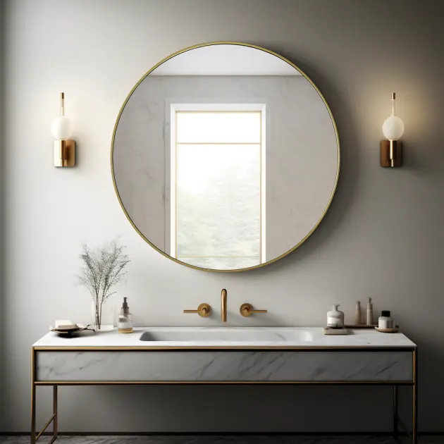 brass bathroom mirror