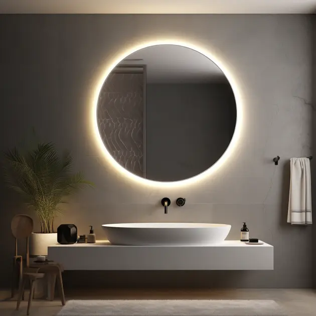 circular illuminated bathroom mirror