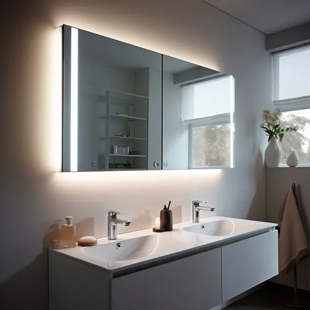 led bathroom mirror cabinet with demister