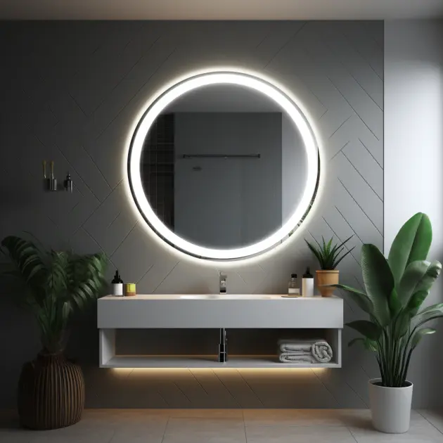 round backlit led bathroom mirror