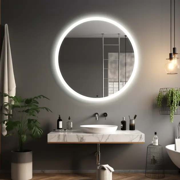 frameless bathroom mirror with light