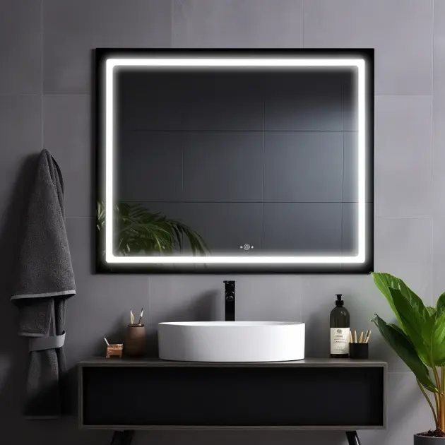 led framed bathroom mirror