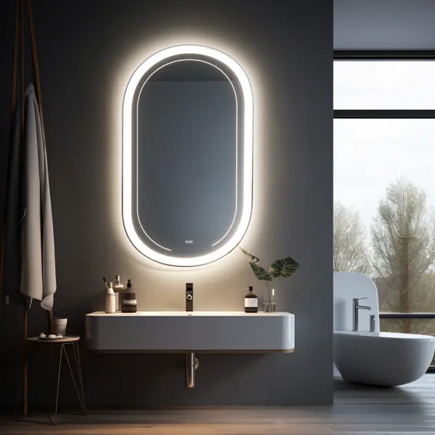 led mirror with frame